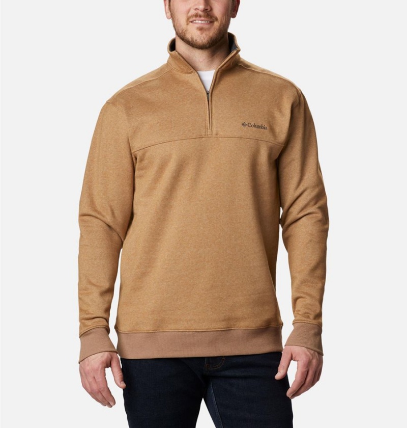 Khaki Columbia Hart Mountain II Half Zip Men\'s Sweatshirt | 74513CZXJ