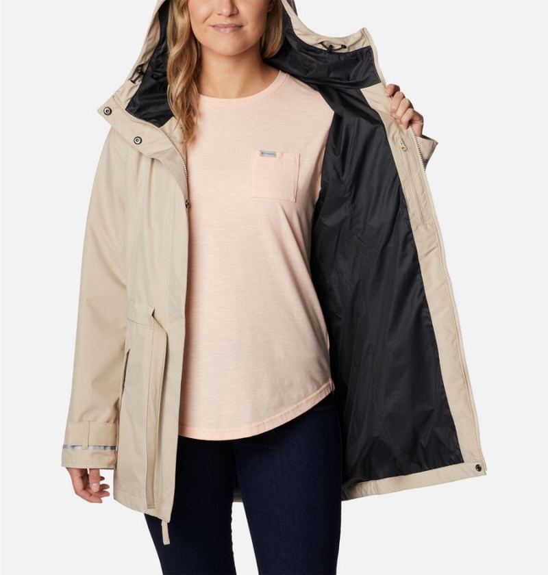 Khaki Columbia Here and There II Trench Women's Rain Jacket | 08152IUCY