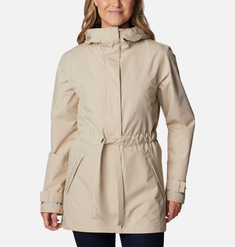 Khaki Columbia Here and There II Trench Women\'s Rain Jacket | 08152IUCY