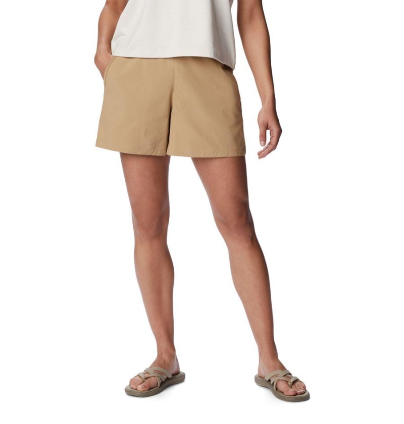 Khaki Columbia Leslie Falls Women\'s Shorts | 21734UEQD