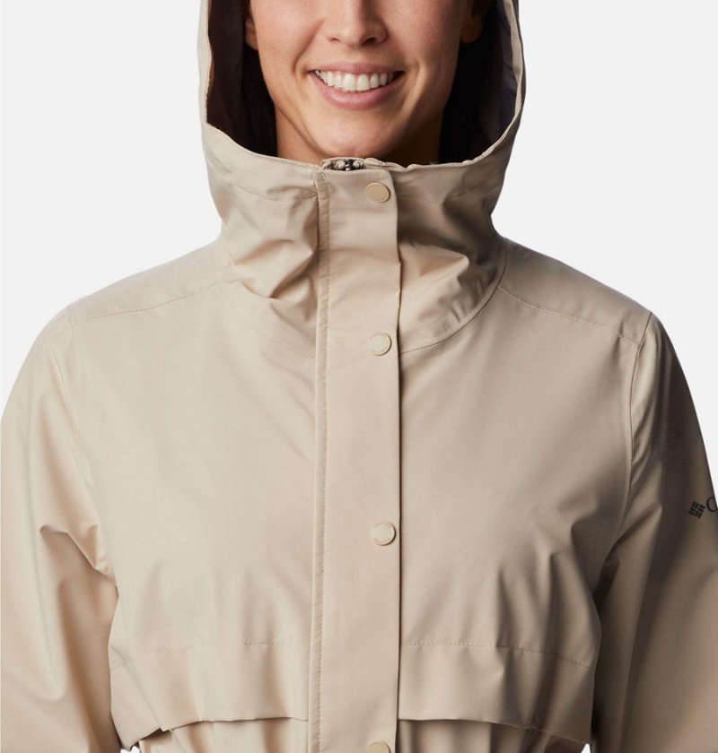 Khaki Columbia Long Valley Trench II Women's Rain Jacket | 34908EXRB