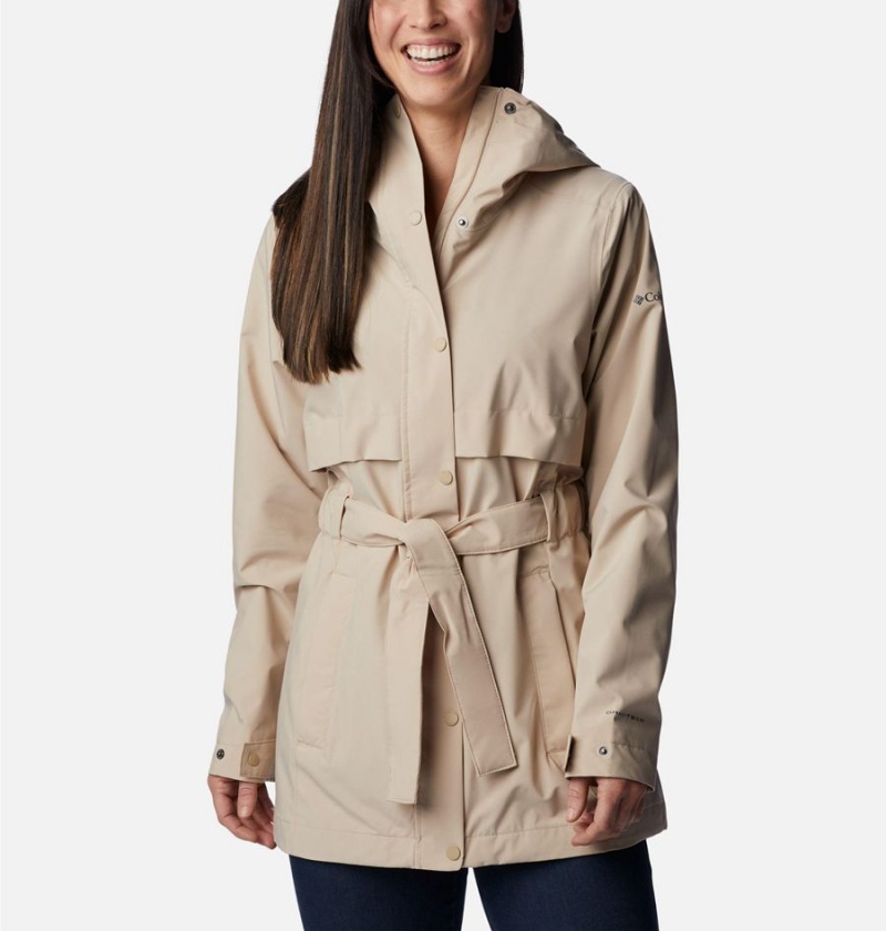 Khaki Columbia Long Valley Trench II Women\'s Rain Jacket | 34908EXRB