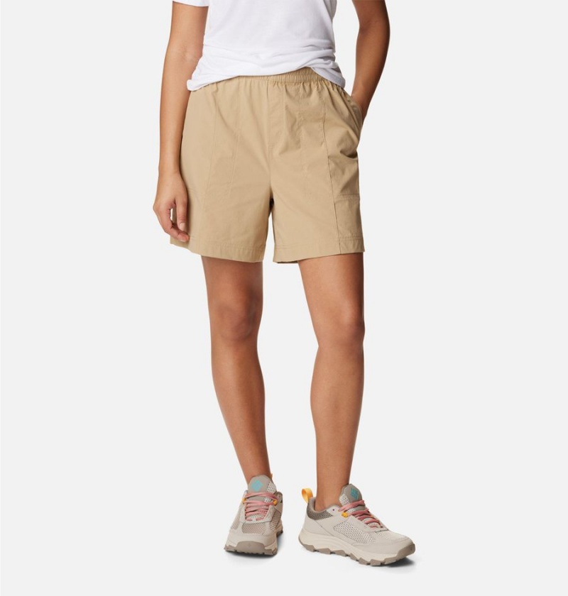 Khaki Columbia Magnolia Springs Pull On Women\'s Shorts | 85402UECT