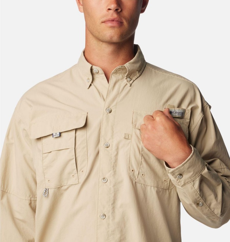 Khaki Columbia PFG Bahama II Long Sleeve Men's Shirt | 58037WRNY