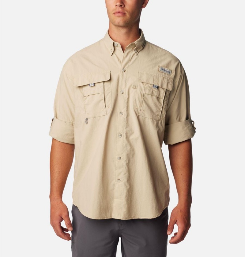 Khaki Columbia PFG Bahama II Long Sleeve Men's Shirt | 58037WRNY