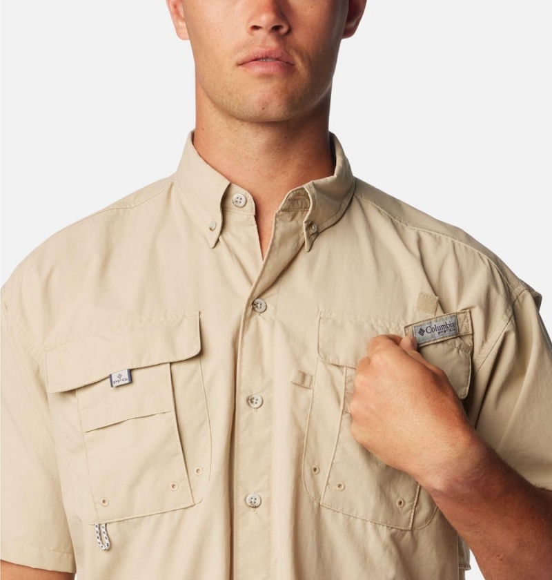 Khaki Columbia PFG Bahama II Short Sleeve Men's Shirt | 69048NABV