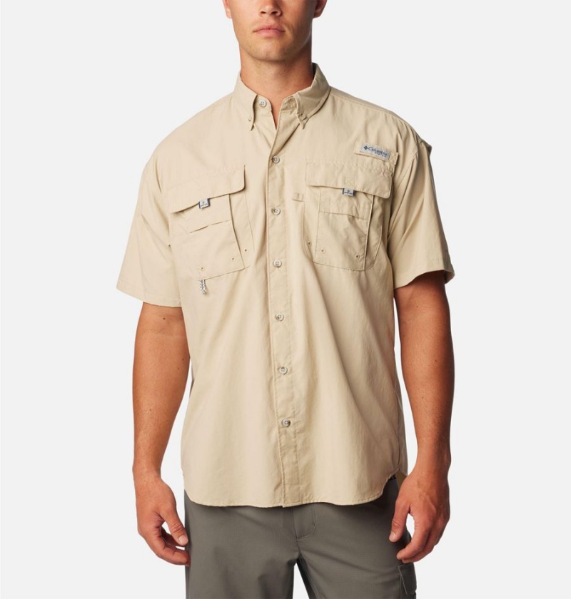 Khaki Columbia PFG Bahama II Short Sleeve Men\'s Shirt | 69048NABV