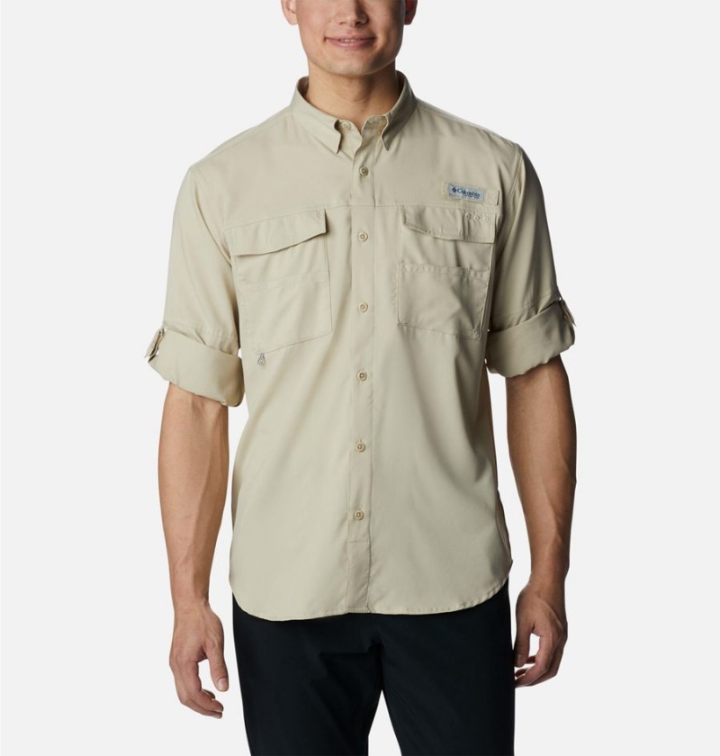 Khaki Columbia PFG Blood and Guts IV Woven Long Sleeve Men's Shirt | 20653NRLD