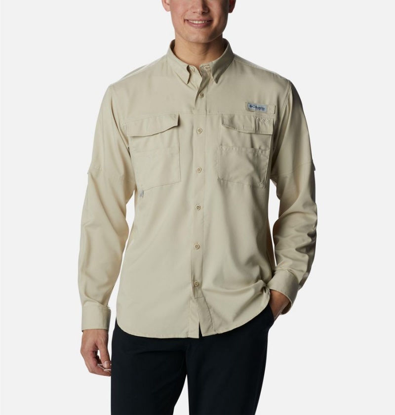 Khaki Columbia PFG Blood and Guts IV Woven Long Sleeve Men\'s Shirt | 20653NRLD