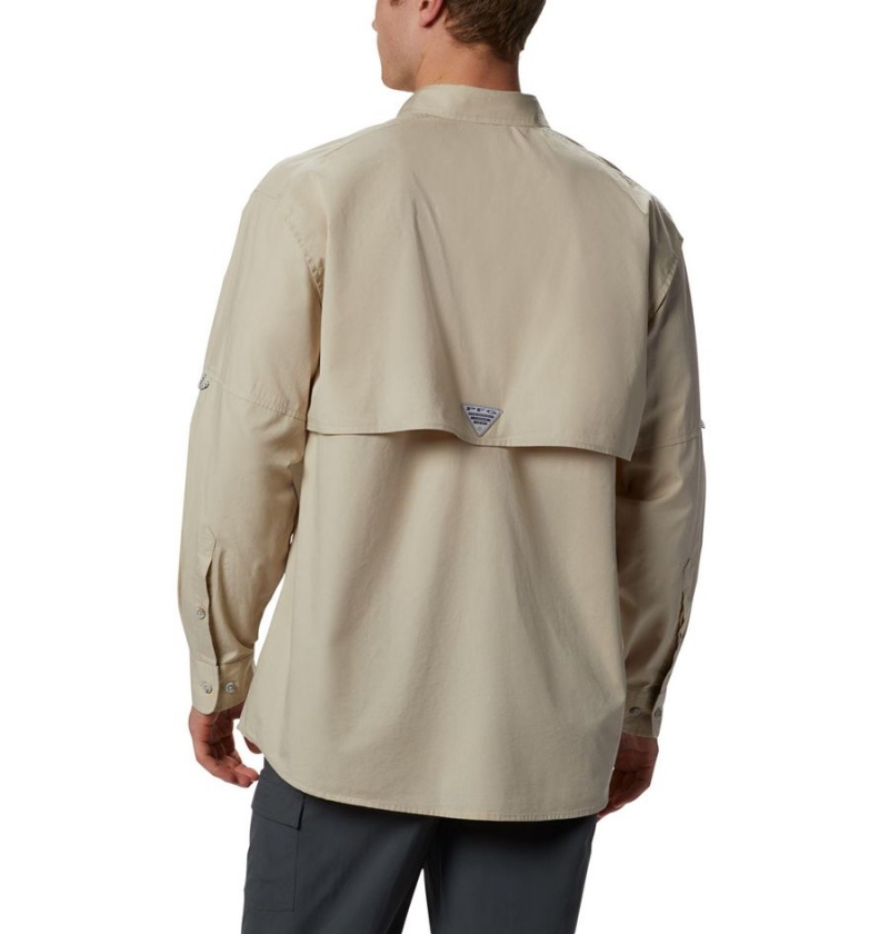 Khaki Columbia PFG Bonehead Long Sleeve Men's Shirt | 49702GBFO