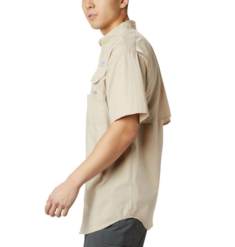 Khaki Columbia PFG Bonehead Short Sleeve Men's Shirt | 68279CDLQ