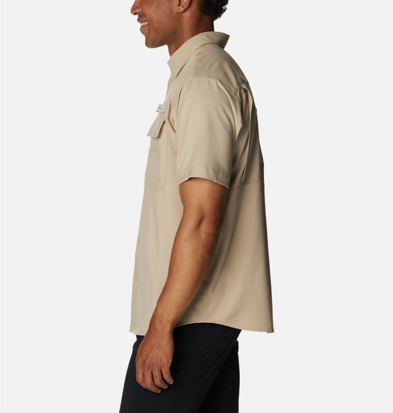 Khaki Columbia PFG Drift Guide Woven Short Sleeve Men's Shirt | 68532CSZN