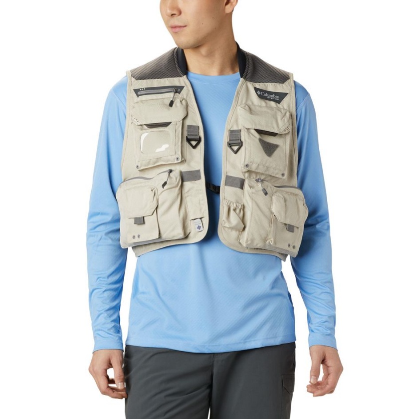 Khaki Columbia PFG Henry\'s Fork V Men\'s Vest | 92046FGCI