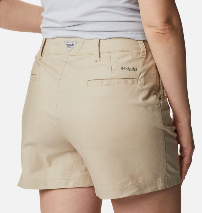 Khaki Columbia PFG Sun Drifter Chino Women's Shorts | 03584APGI