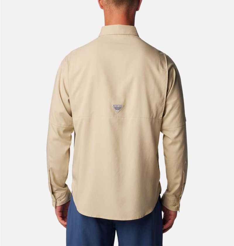 Khaki Columbia PFG Tamiami II Long Sleeve Men's Shirt | 61827ZSQU