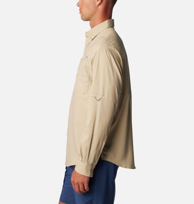 Khaki Columbia PFG Tamiami II Long Sleeve Men's Shirt | 61827ZSQU