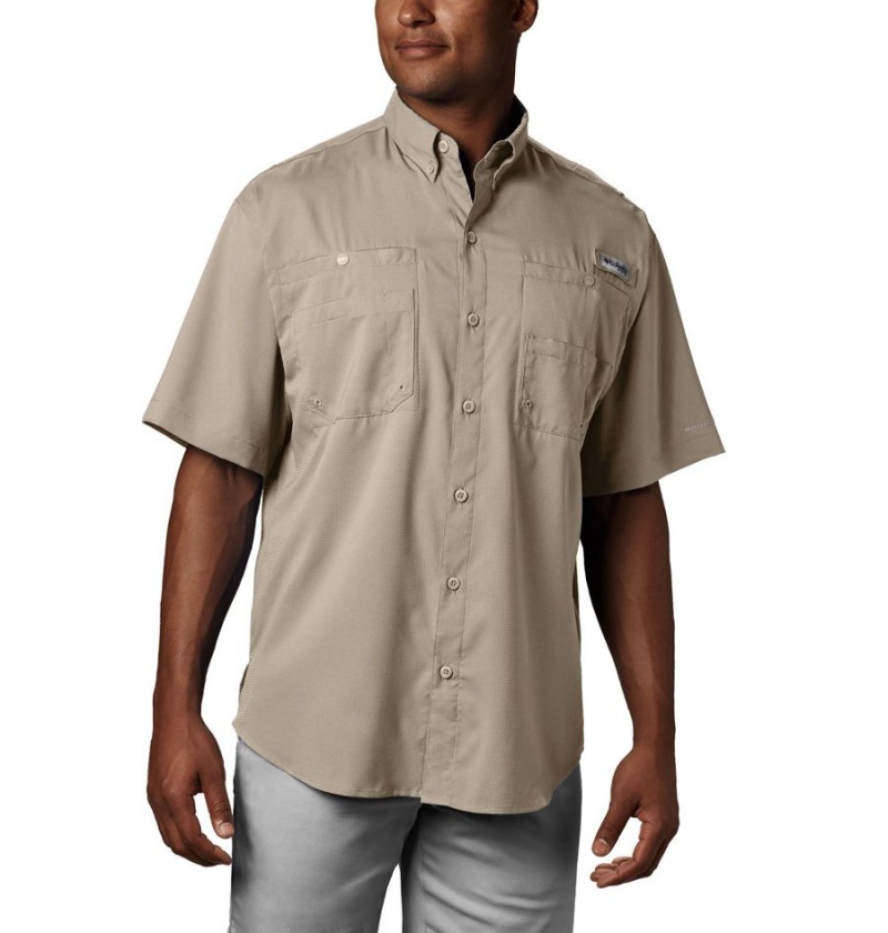 Khaki Columbia PFG Tamiami II Short Sleeve Men\'s Shirt | 65238DNRI