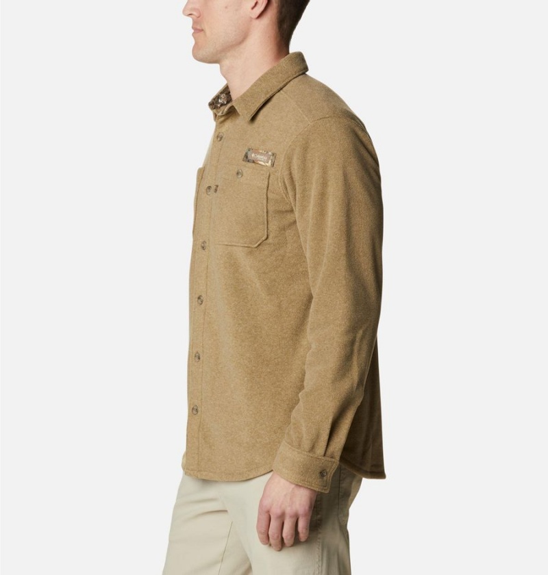 Khaki Columbia PHG Bucktail Fleece Over Men's Shirt | 94328OGCF