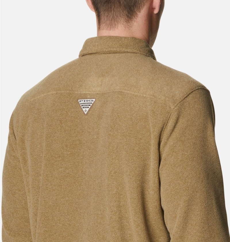 Khaki Columbia PHG Bucktail Fleece Over Men's Shirt | 94328OGCF