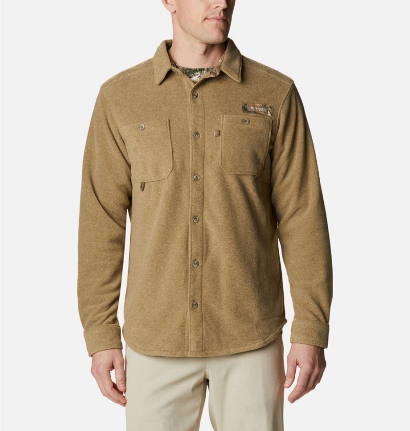 Khaki Columbia PHG Bucktail Fleece Over Men's Shirt | 94328OGCF