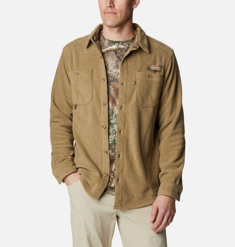 Khaki Columbia PHG Bucktail Fleece Over Men\'s Shirt | 94328OGCF