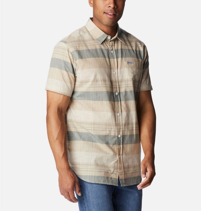 Khaki Columbia Rapid Rivers Novelty Short Sleeve Men's Shirt | 39125CFNS