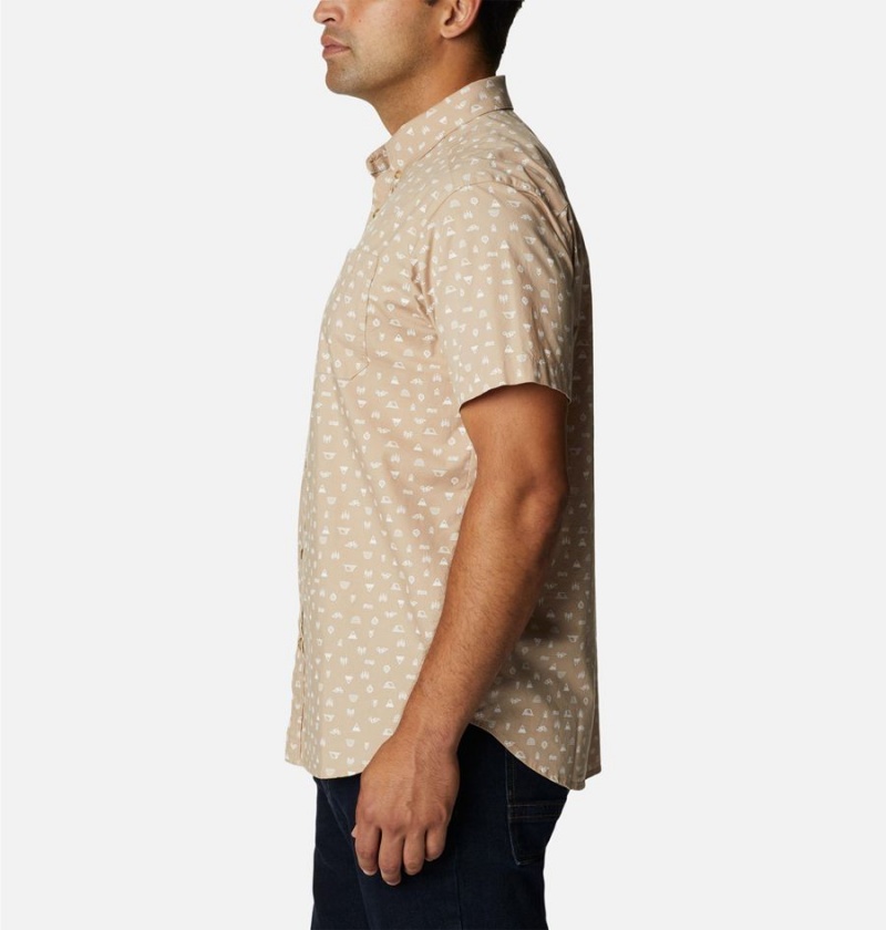 Khaki Columbia Rapid Rivers Printed Short Sleeve Men's Shirt | 53128VIBF