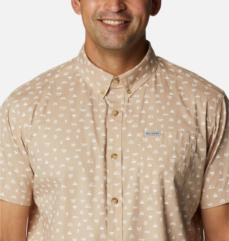 Khaki Columbia Rapid Rivers Printed Short Sleeve Men's Shirt | 53128VIBF