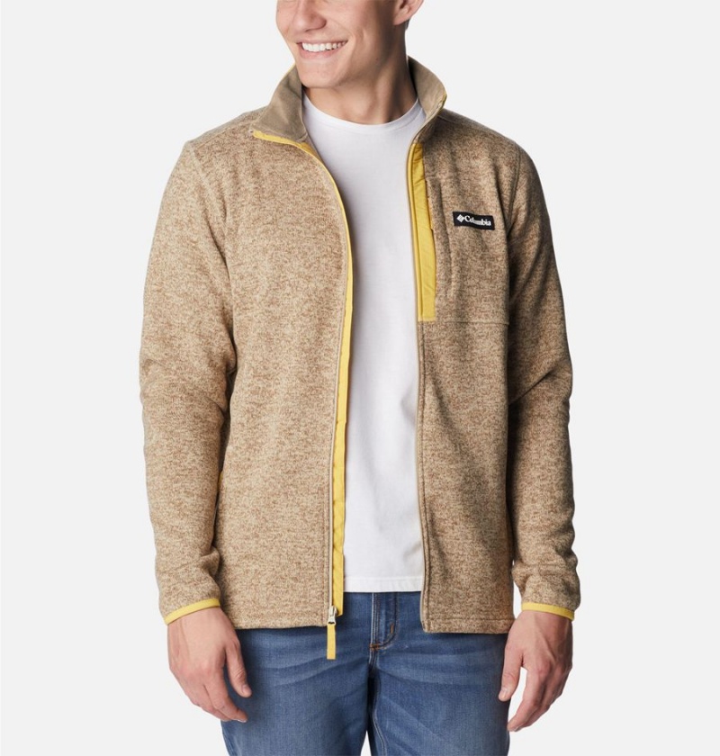 Khaki Columbia Sweater Weather Full Zip Men's Fleece Jacket | 18057MILR