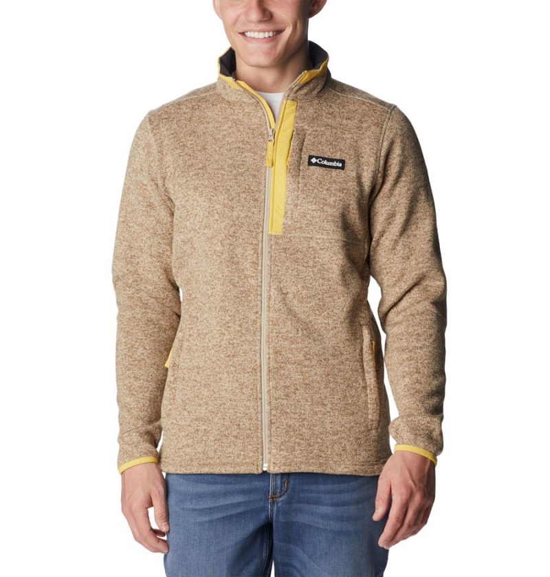 Khaki Columbia Sweater Weather Full Zip Men\'s Fleece Jacket | 18057MILR