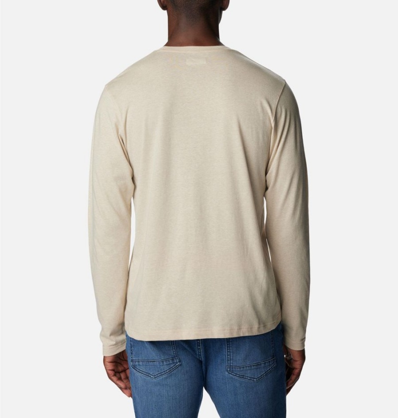 Khaki Columbia Thistletown Hills Long Sleeve Crew Men's T-Shirt | 93186FUSL