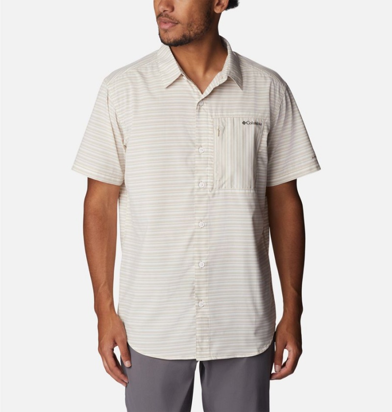 Khaki Columbia Twisted Creek III Short Sleeve Men\'s Shirt | 68517KOPT