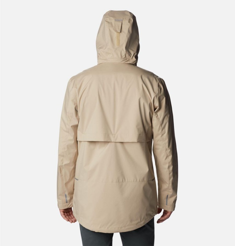 Khaki Columbia Wright Lake Men's Rain Jacket | 96520DCLB