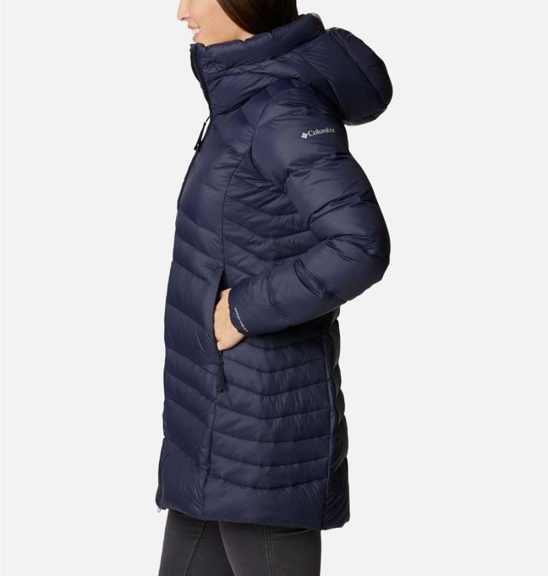 Navy Columbia Autumn Park Hooded Mid Women's Puffer Jacket | 20569NBZY