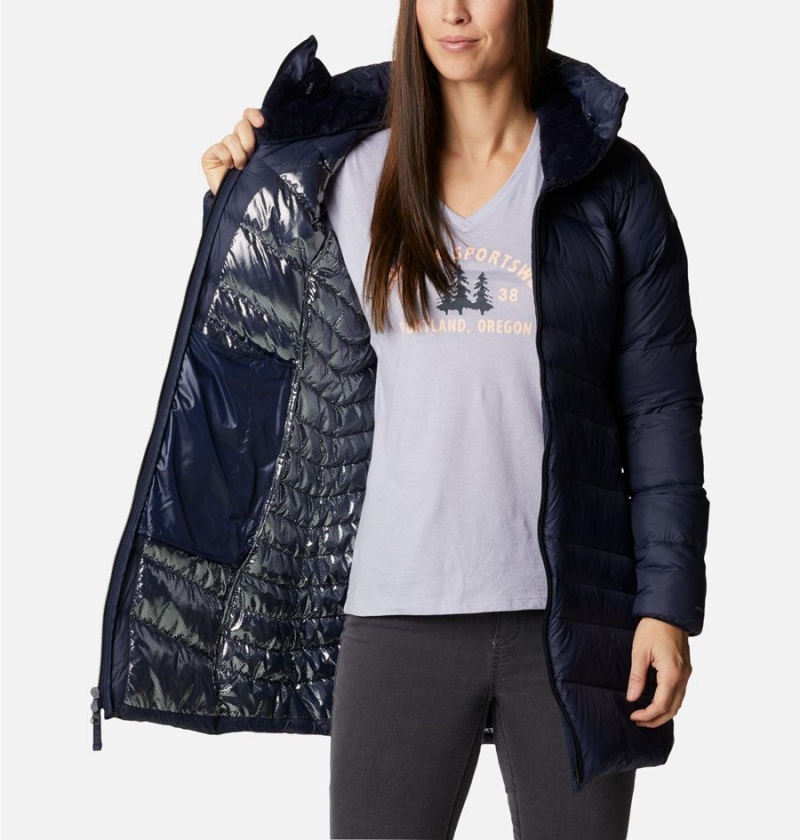 Navy Columbia Autumn Park Hooded Mid Women's Puffer Jacket | 20569NBZY