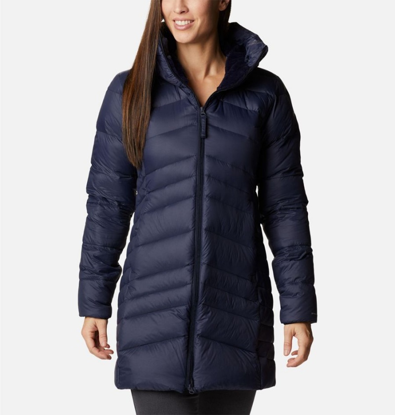 Navy Columbia Autumn Park Hooded Mid Women\'s Puffer Jacket | 20569NBZY