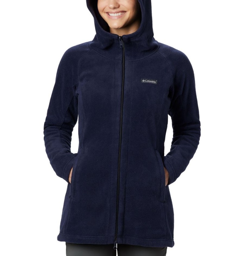 Navy Columbia Benton Springs II Long Hoodie Women's Fleece Jacket | 30976JTSQ