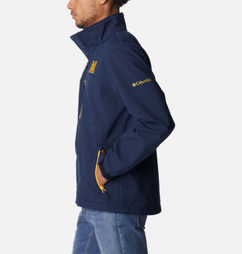 Navy Columbia Collegiate Ascender II - Michigan Men's Softshell Jackets | 48065USQP