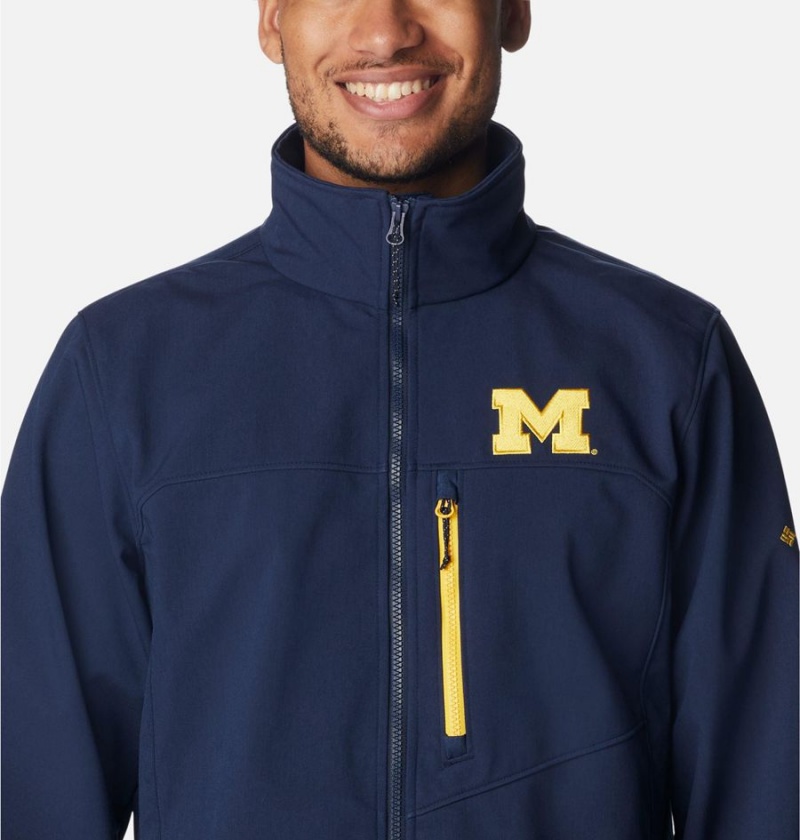 Navy Columbia Collegiate Ascender II - Michigan Men's Softshell Jackets | 48065USQP