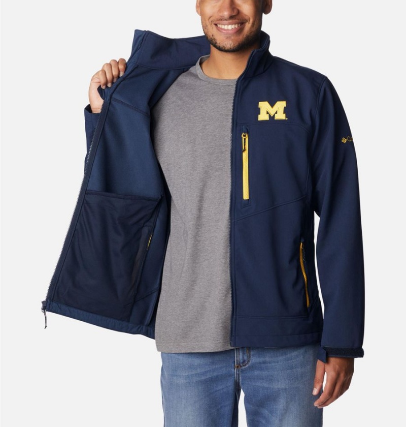 Navy Columbia Collegiate Ascender II - Michigan Men's Softshell Jackets | 48065USQP