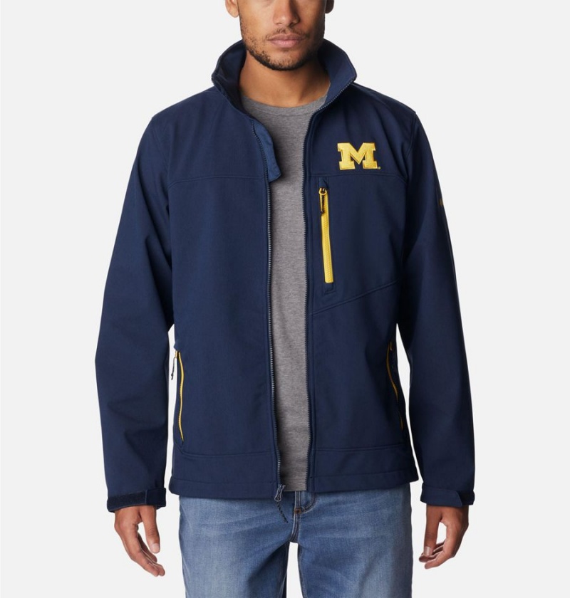 Navy Columbia Collegiate Ascender II - Michigan Men's Softshell Jackets | 48065USQP