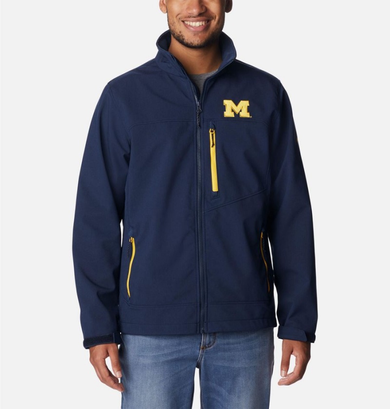 Navy Columbia Collegiate Ascender II - Michigan Men\'s Softshell Jackets | 48065USQP