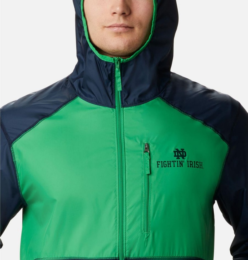 Navy Columbia Collegiate Flash Forward Jacket - Notre Dame Men's Windbreaker | 25741EOAB