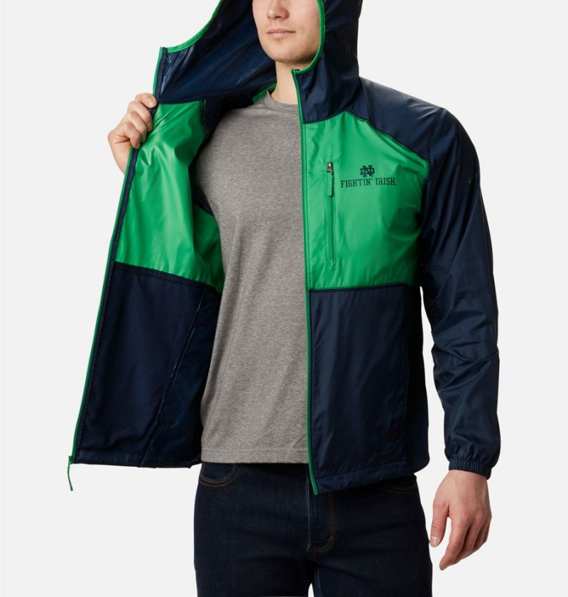 Navy Columbia Collegiate Flash Forward Jacket - Notre Dame Men's Windbreaker | 25741EOAB