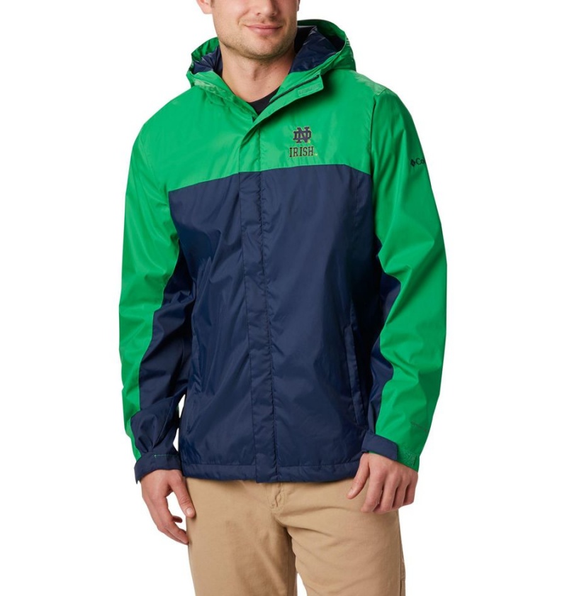 Navy Columbia Collegiate Glennaker Storm - Notre Dame Men\'s Rain Jacket | 82390GMLH