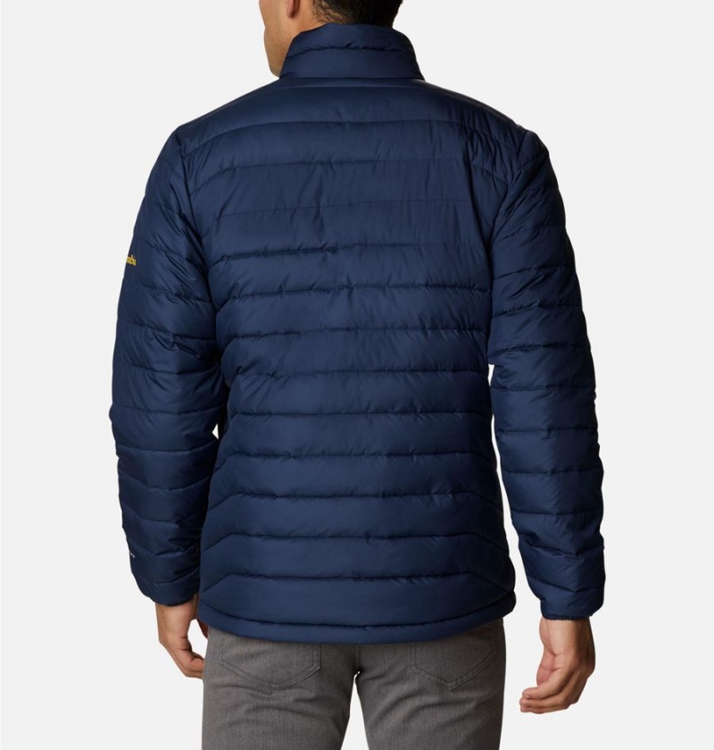 Navy Columbia Collegiate Powder Lite - Michigan Insulated Men's Puffer Jacket | 95428VWYA