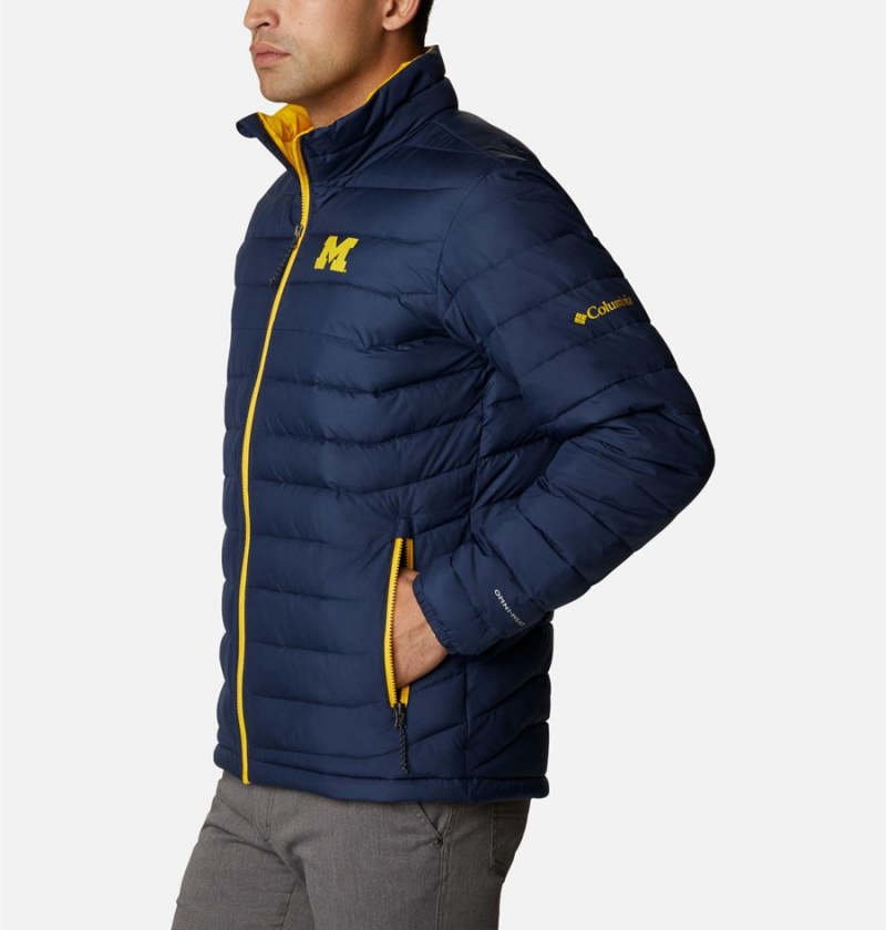 Navy Columbia Collegiate Powder Lite - Michigan Insulated Men's Puffer Jacket | 95428VWYA