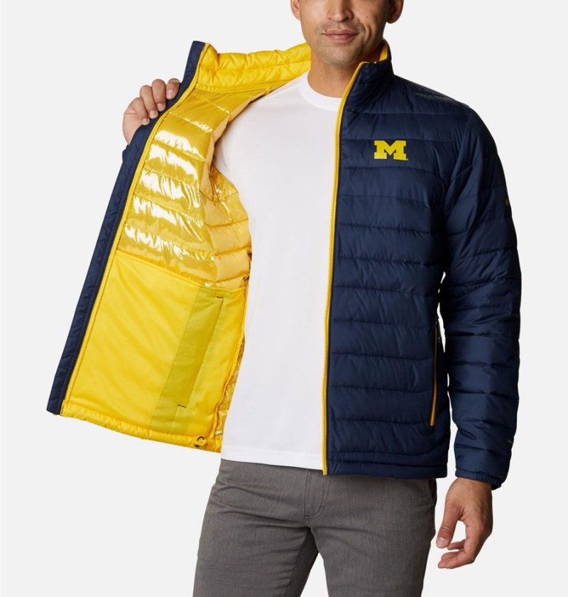 Navy Columbia Collegiate Powder Lite - Michigan Insulated Men's Puffer Jacket | 95428VWYA