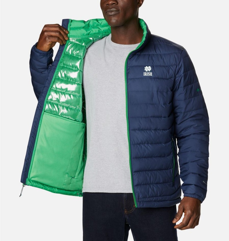 Navy Columbia Collegiate Powder Lite - Notre Dame Insulated Men's Puffer Jacket | 29683CHAZ