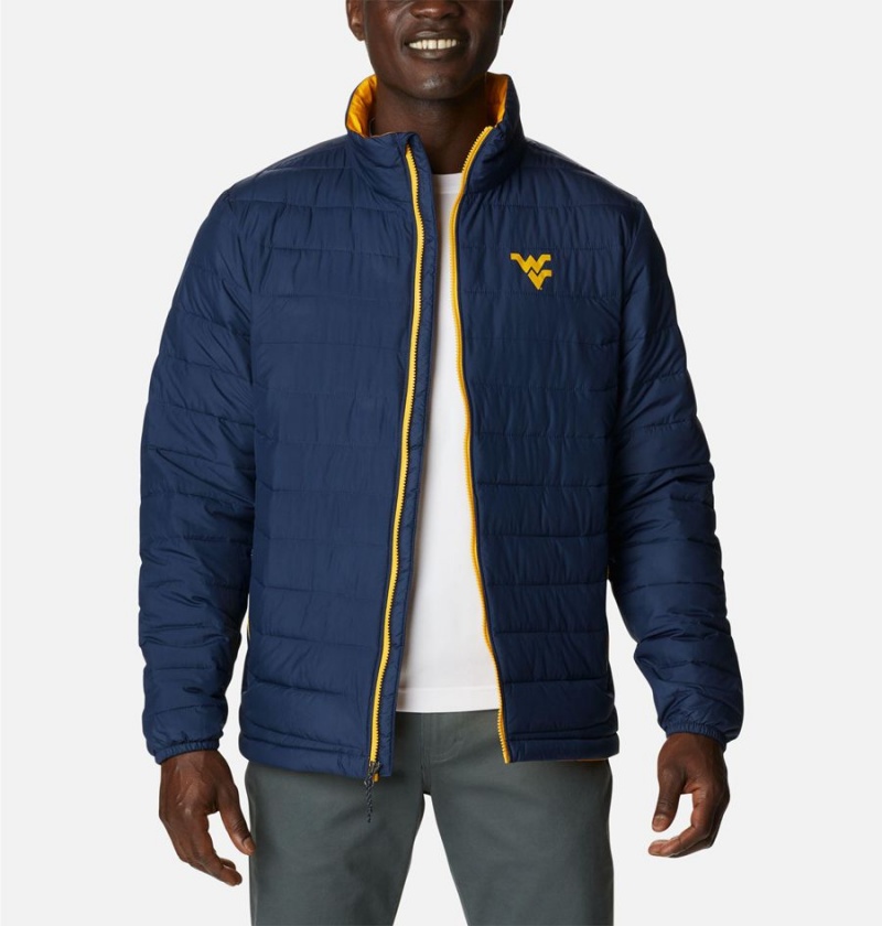 Navy Columbia Collegiate Powder Lite - West Virginia Insulated Men's Puffer Jacket | 16257ZRXE